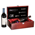 Double Wine Presentation Gift Set w/ Rosewood Box - Laser Engraved Plate